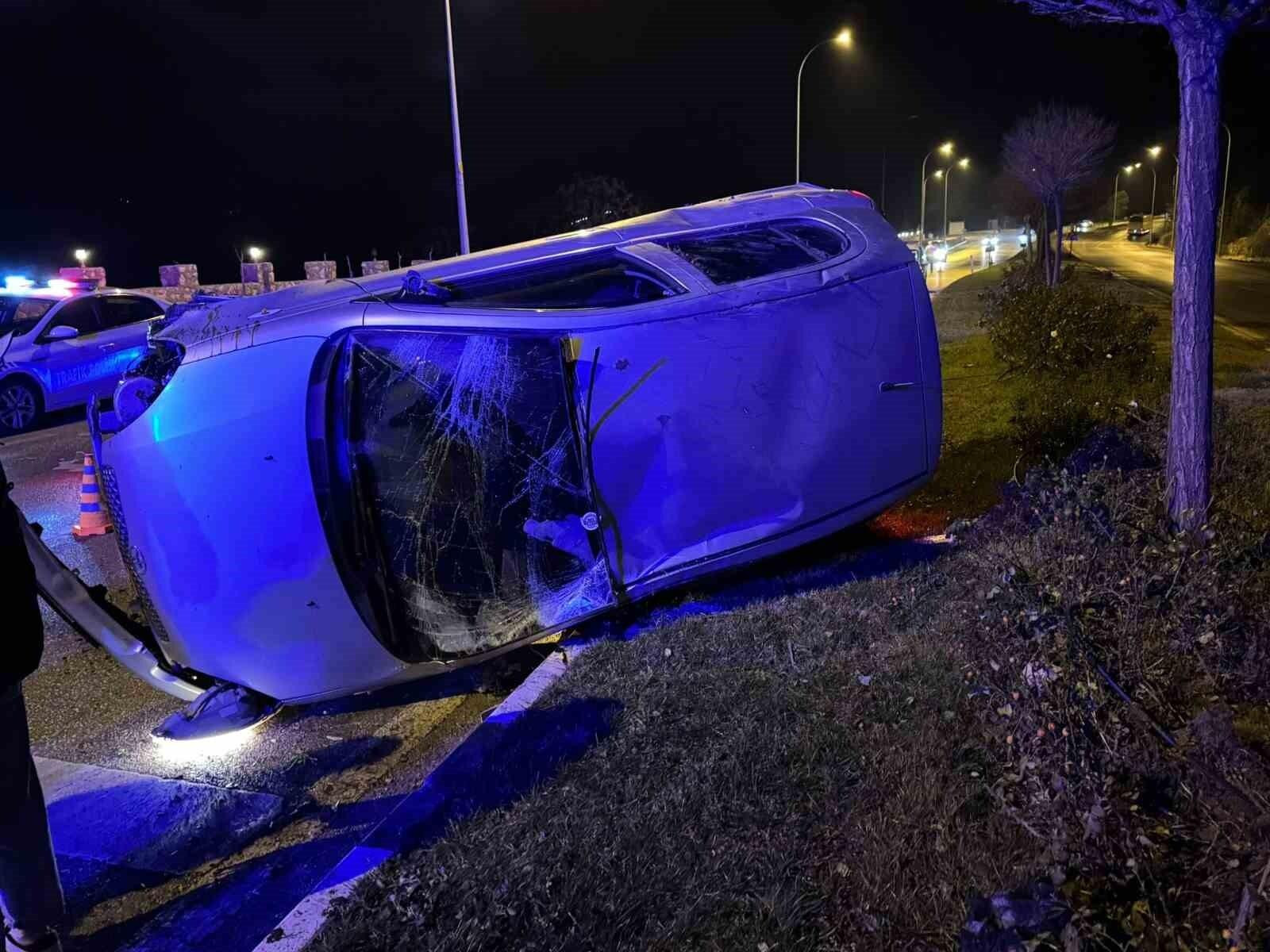 Bilecik’te Kontrolü Kaybeten Otomobil Takla Atarken Sürücü Yaralanmadı