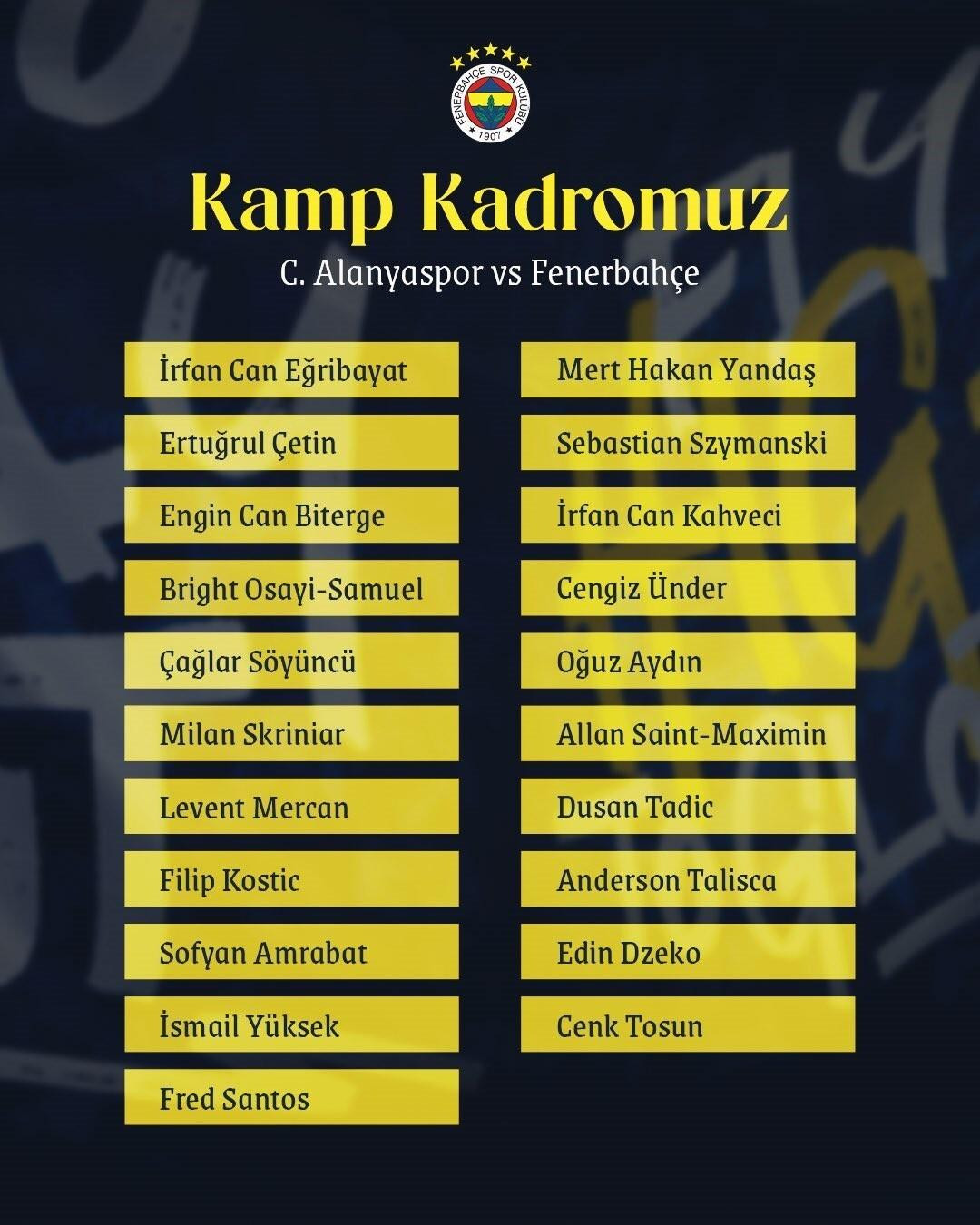 Fenerbahçe, Alanya’da Corendon Alanyaspor’a Karşı Deplasmanda Maç yapacak