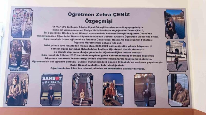 Gördesli Öğretmen Zehra Çeniz'in Adı Adıyaman'da Kütüphaneye Verildi 1