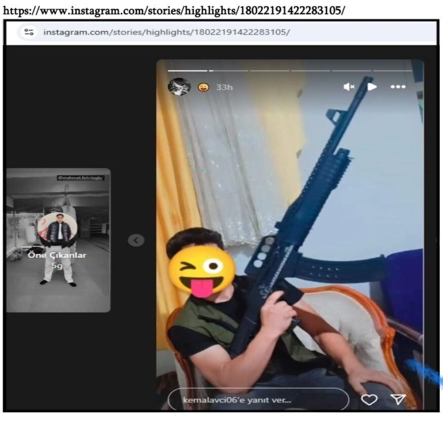 Instagram’da Silahlı Fotoğraf Paylaşımı Yapan Şüpheli K.A. Tutuklandı