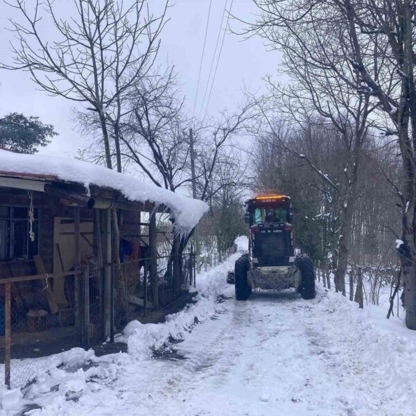 Kar yağışıyla kaplı Ünye sokakları.-2