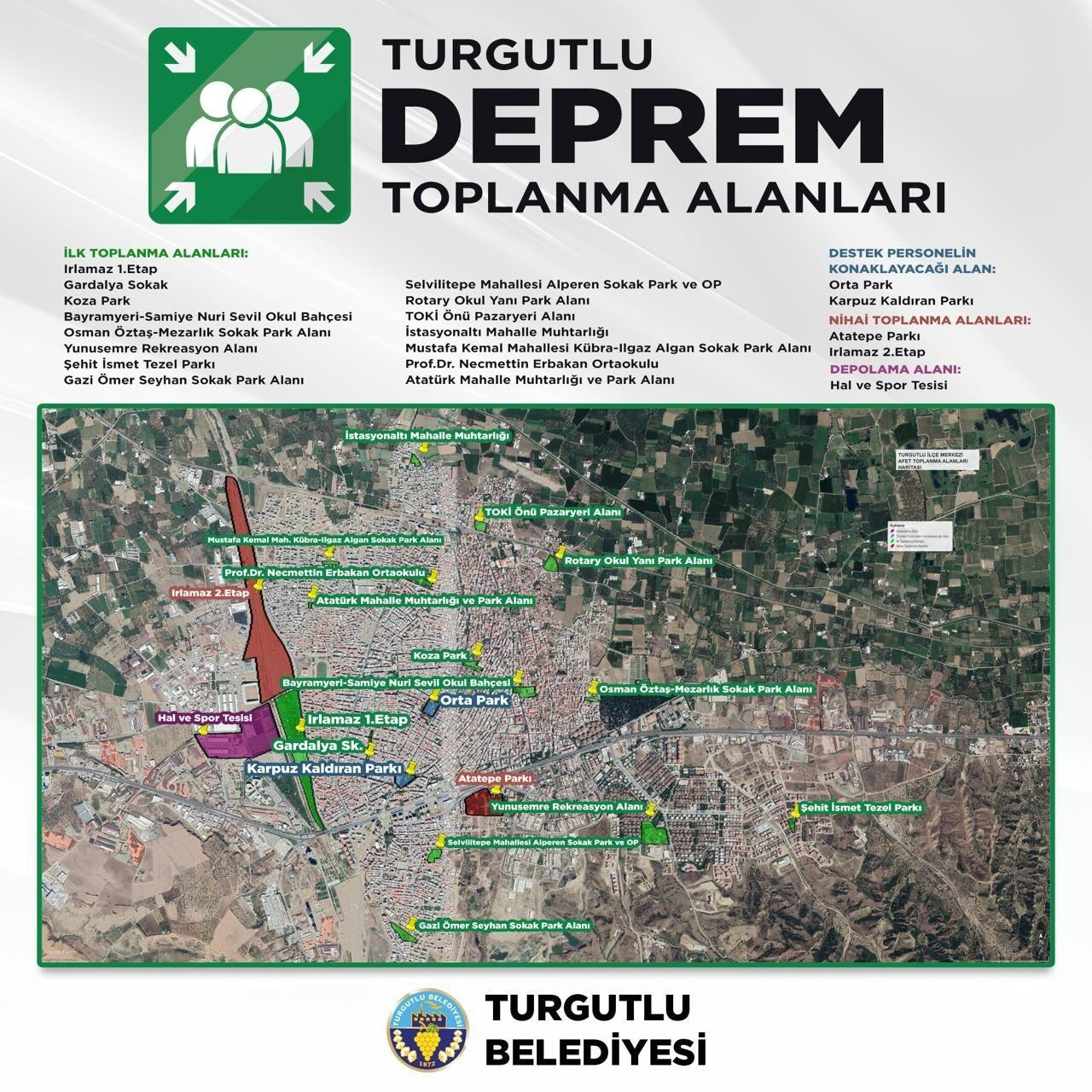 Turgutlu Belediyesi: Deprem Yıl Dönümünde Güvenli Toplanma Alanları Bildirildi