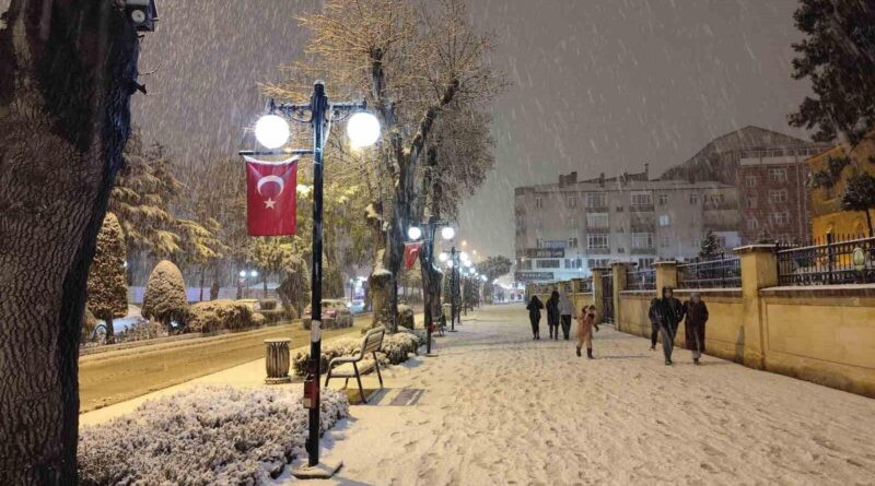 Yozgat'ı Beyazladı: Şehrin Işııklarıyla Bir Araya Gelen Kar Yağışı Mutluluğu 1