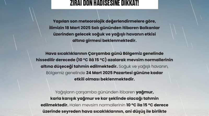 Niğde için zirai don uyarı yapıldı 1