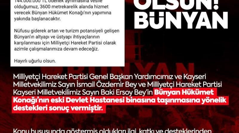 MHP'li Özdemir'den Bünyan'a hükümet konağı müjdesi 1