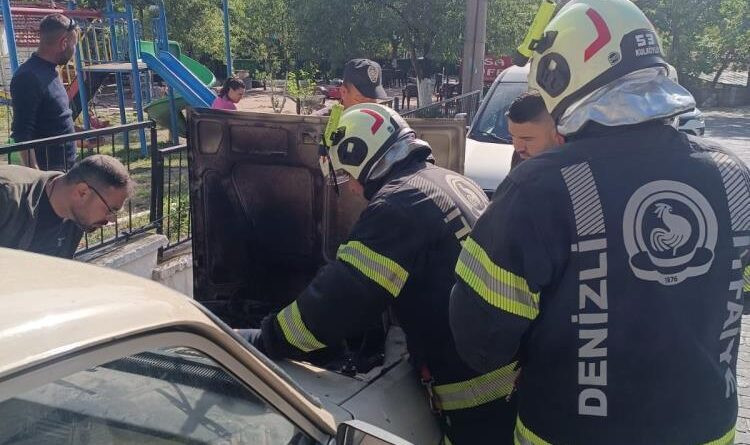Park halindeki otomobilde çıkan yangını korkuttu 1